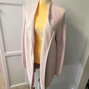 GAP Open Front Knit Sweater Coat Long Line Cardigan Heather Pink Size Medium